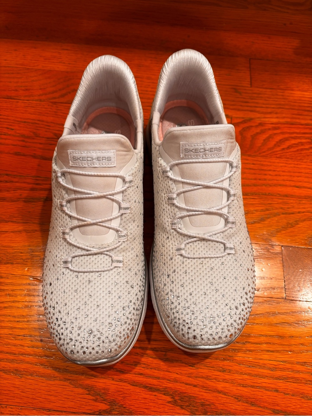 Skechers Women's Embellished Slip-On Knit Sneakers in Light Gray